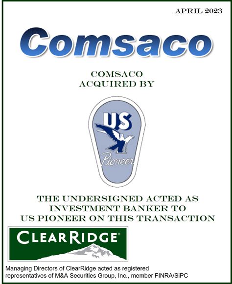 U.S. Pioneer acquires Comsaco 